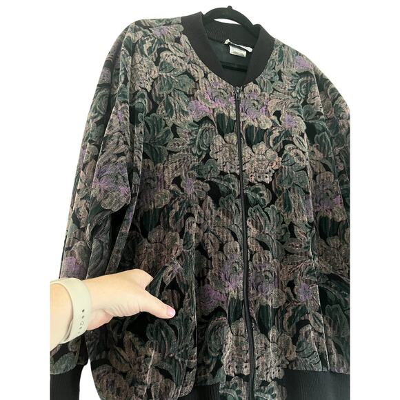 Vintage Rafi Zip Up Floral Bomber Jacket Size 40 With Pockets - Picture 3 of 12
